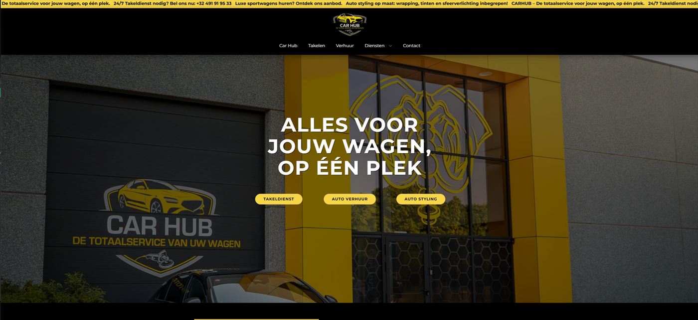 Website van autoverhuur Car Hub