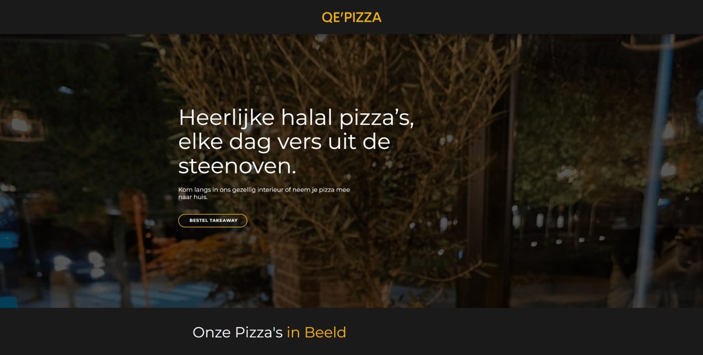 Website van pizzeria Qe'Pizza in Maasmechelen